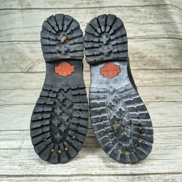 HARLEY DAVIDSON BOOTS- Vtg Biker Motorcycle Womens 6.5 Chunky 90s Black Leather - Picture 11 of 11